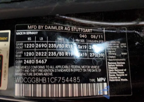 2012 Mercedes-Benz Glk 350 4Matic z USA, uszkodzony, nr VIN WDCGG8HB1CF754485